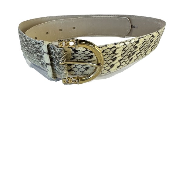 Vintage 36 Inch Belt Genuine Snakeskin Made in Taiwan R.O.C. 3120 Neutral Waist - Picture 1 of 13
